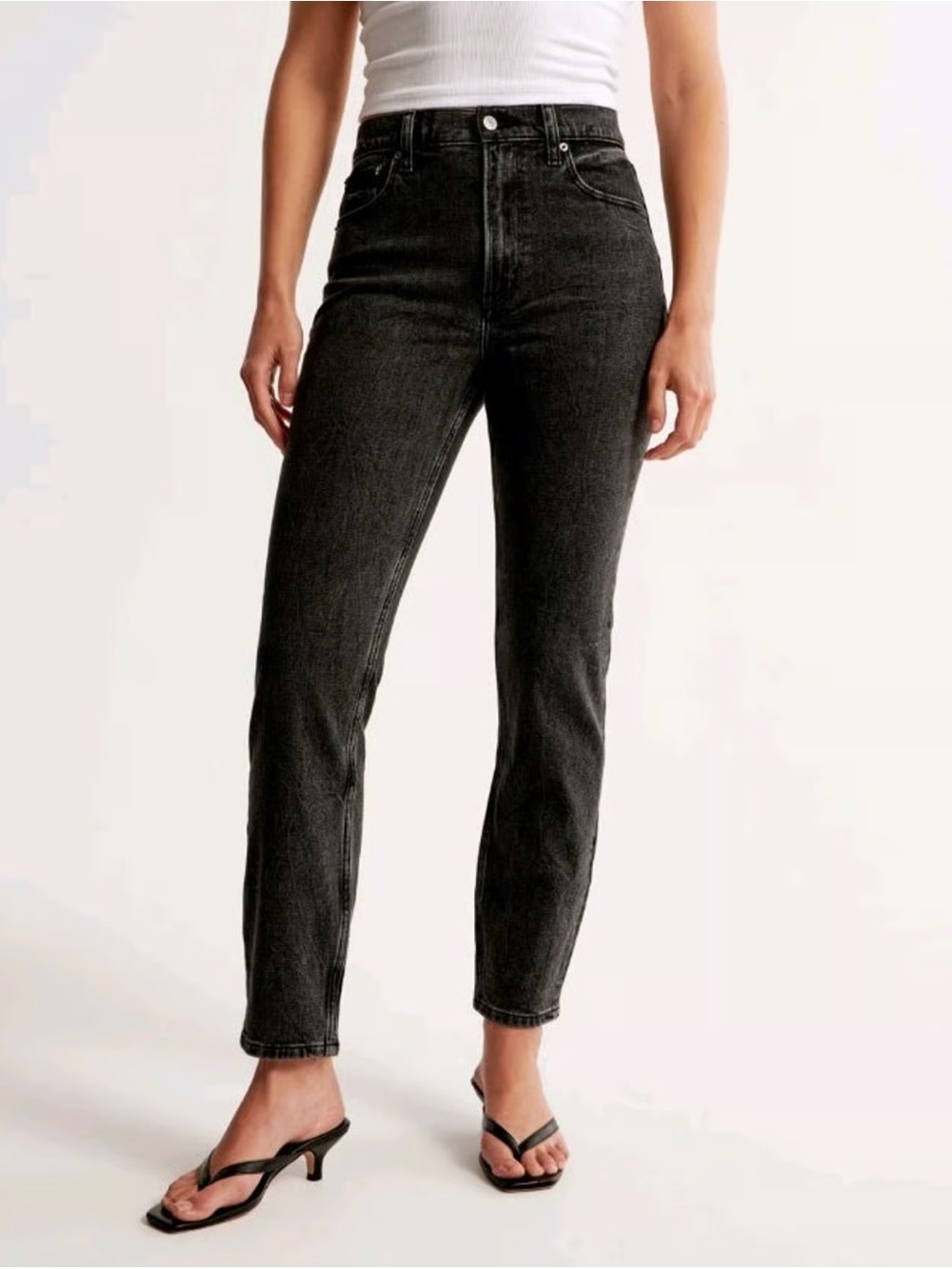 Abercrombie & Fitch Mom Jeans Cropped - 24/00 - Washed Black
